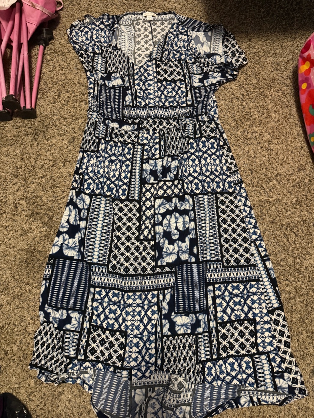 Westport Navy and White Patchwork Maxi Skirt